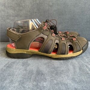 Clarks Womens Tuvia Grey Orange Sport Fisherman Sandals SZ 9.5M Adjustable